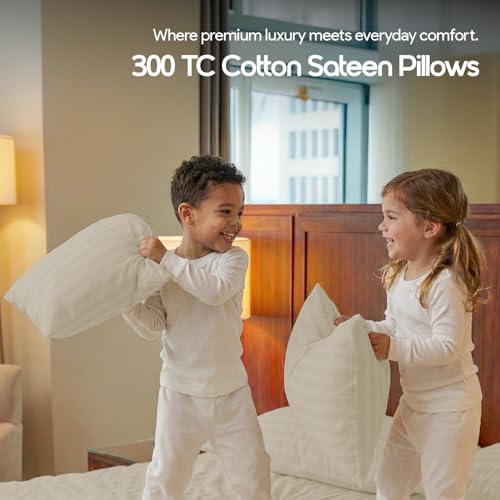 Image of LINENWALAS Cotton 300 TC Standard Size Pillow Cover | 2 cm Sateen Stripe Design | Cloud-Soft, Breathable & Skin-Safe | Oeko-TEX Certified Hotel-Style Bedding (18x28 inch, Set of 2, Pearl)