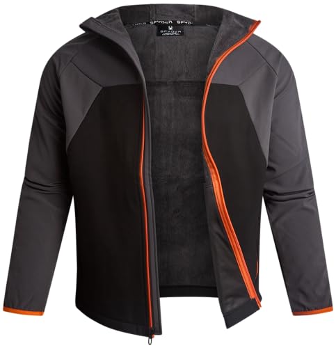 Image of Spyder Mens Softshell Jacket - Faux Fur Lined Water Wind Resistant Performance Mens Fleece Jacket for Hiking Running Jogging
