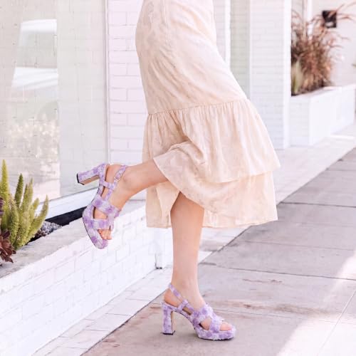 Image of ROSERWISH Heels for Women Chunky Block Platform High Heels Square Open Toe Strappy Heel Sandals Wedding Party Prom Fashion Slingback Dress Pump Sandals Shoes