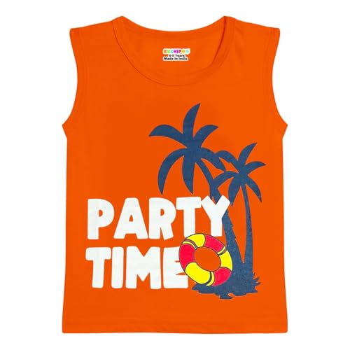 Image of Kuchipoo Boys Sleeveless Regular Fit Cotton T-Shirt
