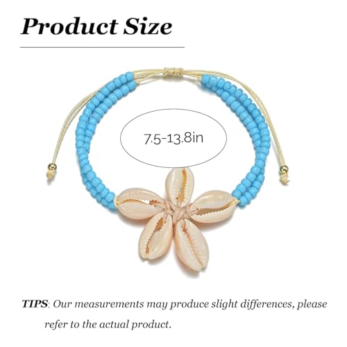 Image of Shell Anklets for Women Shell Beach Jewelry Accessories White Pink Black Flower Ankle Bracelet Summer Vacation Dress Outfits