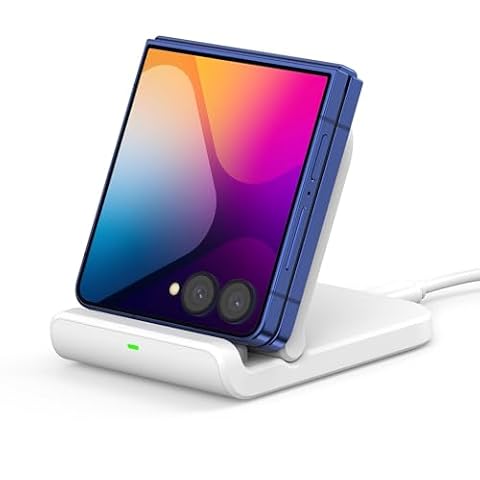 Bezprzewodowa ładowarka dla Samsung Z Galaxy Flip 7, Składana Szybki Podstawka ładująca dla Z Flip7 FE/6/5/4/3, Motorola Razr 60 Ultra/60/50/40,SwanScout 501S (Bez adaptera) (Biały)