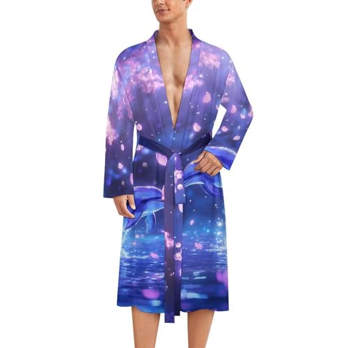 Albornoz de primavera con diseño de delfín y flores camisón ligero hombre