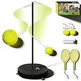 Furypiont [2026 Upgrade] Heavy Duty Tetherball Ball and Rope, Tennis&Tetherball Set Adjustable Height Pole,2 Tennis Balls,2 Rackets,1 Tetherball with Rope,Fun Family Game