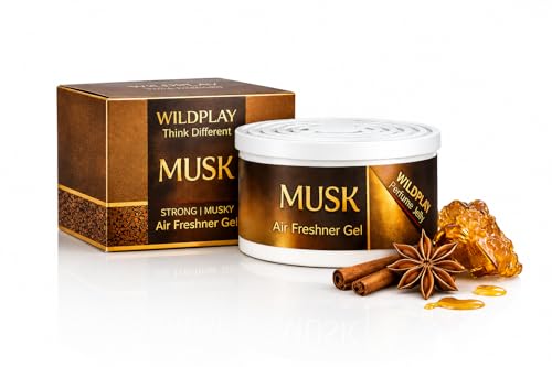 Image of Wildplay Musk Car Gel Freshener 80g - Long Lasting Lemon Fragrance, Spill Proof Gel Air Freshener, Odor Eliminator, Dashboard Perfume for Fresh and Pleasant Car Interior