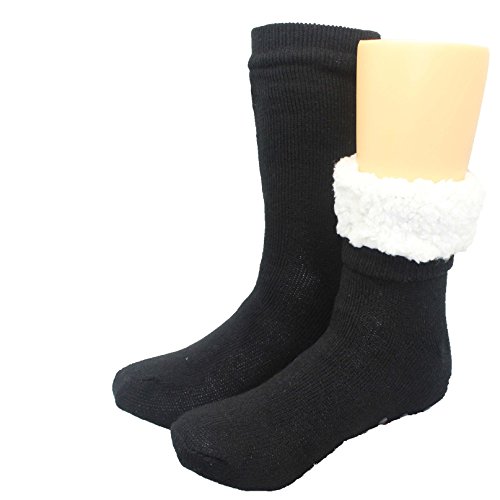 FRALOSHA Mens slippers Socks 3 Pairs Winter Warm Fuzzy Lined Non-Slip Soft Reading socks2