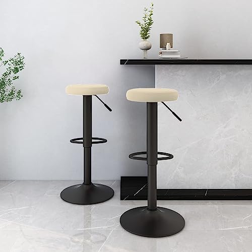 SooIarix Barhocker 2 STK Creme Samt Barstuhl mit Gasdruckfeder drehbar 360 Grad pulverbeschichtetesâ€¦ – Miniatur