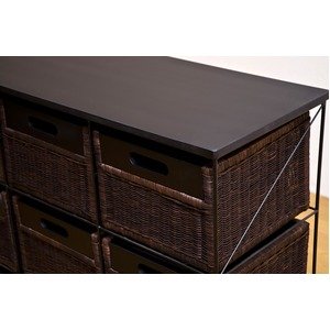 Amazon｜ラタンチェスト 〔引き出し9杯〕 スチール/籐カゴ