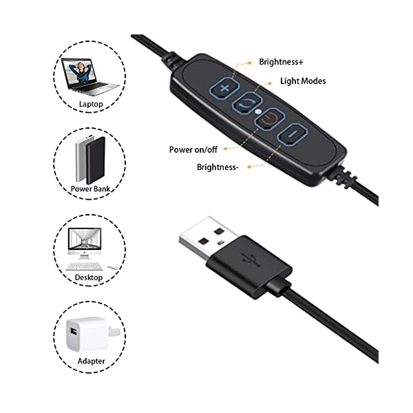 Plartree Videokonferenz Licht, 6"Ringlicht Laptop mit Clip, 3 Lichtmodi, 11 Helligkeitsstufen, Ringleuchte für Zoom Meeting,Webcam, Tiktok, Makeup, Live Stream, YouTube, Fotografie/Dimmbare – Bild 5