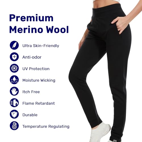 MERINNOVATION Women's Merino Wool Jogger Pant Thermal Sweatpant for Running Breathable Wicking Anti-Odor2
