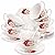 Foraineam Tea Cup and Saucer Set of 6, Porcelain Ivory Rose Tea Cups with Saucers and Spoons, 6 oz Floral Coffee Cup Set with Gold Trim, Latte Cups and Espresso Mug for Tea, Latte and Coffee Drinks