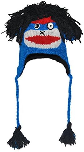 Blue Punk Rock Sock Monkey Animal Hat Child