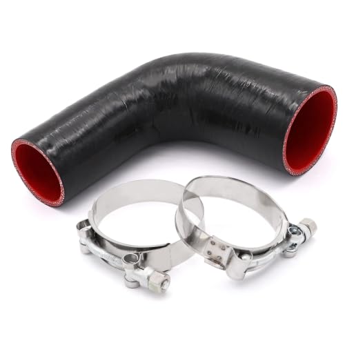 Image of 90 Degree Elbow Reducer Coupler Silicone Hose 4-Ply 2inch to 2 1 /2-inch for Turbo /Intercooler /Intake Piping,Length 120mm Thickness 5mm with T-Bolt Clamp