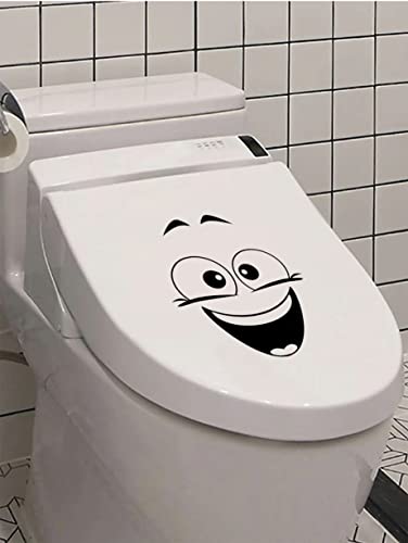 Toilet Smiley Funny Laughing Happy Face Emoji Decal Sticker For Bathroom Decor | Black | 8" | Ag-679 #TOP1