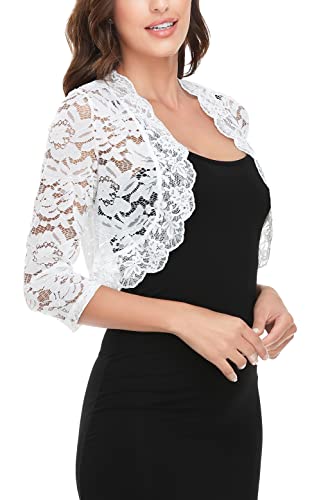 MISS MOLY Women's 3/4 Sleeve Sheer Floral Lace Bolero Shrug Top Cardigan4