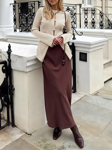 Image of Saodimallsu Womens Ribbed Long Sleeve Sweater Tops Button Up Crewneck Slim Fitted Cardigans Sexy Going Out Knit Shirts