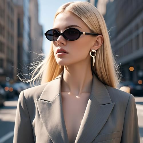 MASDUN Fashion Retro Polarized Sunglasses Womens 90s Trendy Oval Sun Glasses Vintage Sunnies UV Protection (3 Pack)4