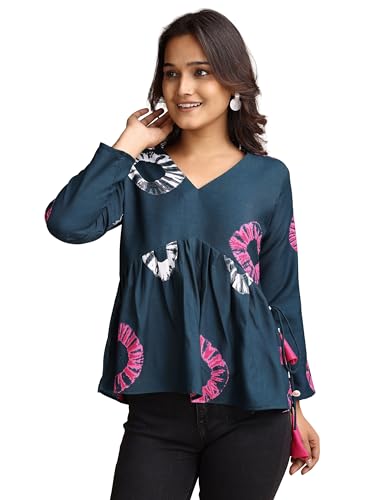 Image of Youthnic Women's Poly Rayon Printed Alia Cut Peplum Top | Top for Office | Women's Tunics | Short Kurti Women| Regular Fit