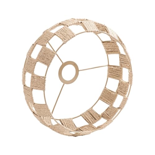 Pantalla colgante de ratán tejida para lámpara de techo boho y cuerda de papel natural 2