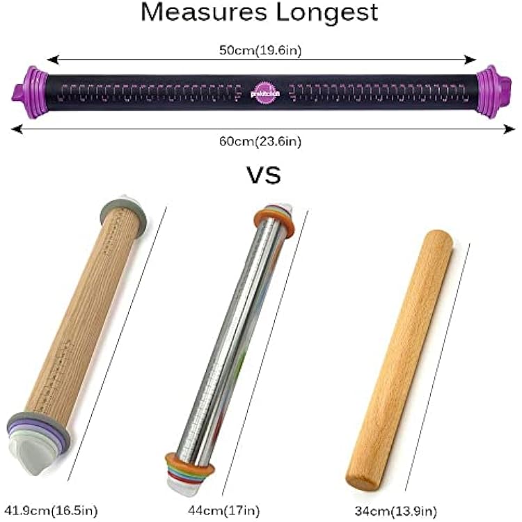 Adjustable Cake Leveler 2-Wire Cake Leveler & Slicer Cutter Baking Tools for 10 Inch Cake, 23.6 inch Silicone Rolling Pin with Thickness Rings for Baking Fondant, Dough, Pasta, Cookie