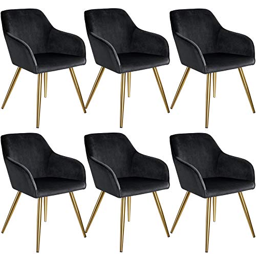 Tectake 800863 Set De Seis Sillas Aterciopeladas, Juego De Seis Sillas De Comedor Tapizadas En Terciopelo, Conjunto De Sillas Elegantes Para La Cocina, Sillones Para Despacho Negro-Dorado Tectake 800863 Set De Seis Sillas Aterciopeladas, Juego De Seis Sillas De Comedor Tapizadas En Terciopelo, Conjunto De Sillas Elegantes Para La Cocina, Sillones Para Despacho Negro-Dorado