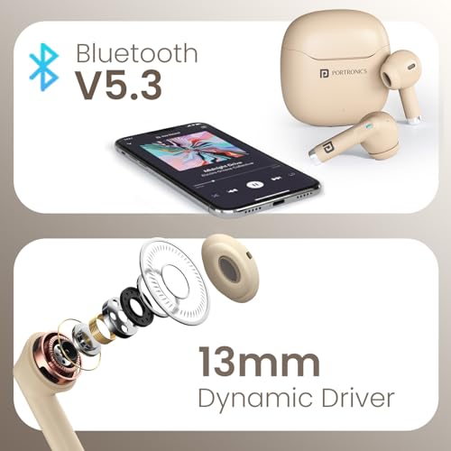 Portronics Twins S18 Pro Beige Earbuds - Image 4