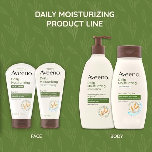Image of Aveeno Daily Moisturizing Facial Cleanser for Dry Skin, Gentle Face Cleanser with Soothing Oat for Skin that Feels Soft & Supple, Removes Dirt, Oil and Impurities, Fragrance Free, 12oz / 354ml