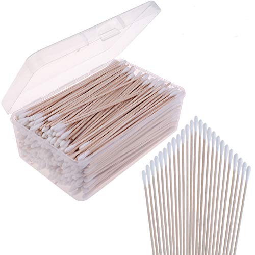 Xgood 600 Packs Cotton Swabs Gun Cleaning Swabs 6 Inch Wooden Long Makeup Cotton Swabs Single Tip Cleaning Swabs Firearm Cleaning with Storage Case for Jewelry Ear Cleaning