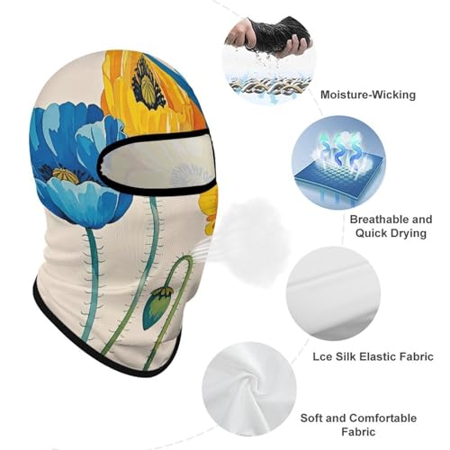Balaclava para hombre y mujer, máscara completa para esquí, ciclismo y motociclismo, con diseño floral miniatura 3