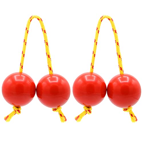 Image of 2 Pair Aslatuas Rhythmic Ball,Kashaka Instrument,Music Egg Shaker, Double Gourd Percussion,Asalato Fingertip Drum Balls,African Shaker Rattle,Red