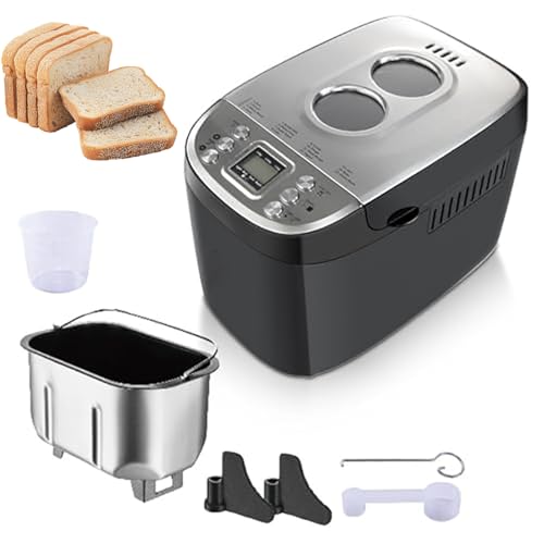 15-in-1電気パンメーカー、プログラム可能なデジタルパンマシン、15時間タイマー、テフロン加工セラミック、グルテンフリー、生地、サワー種、ヨーグルト用の自動テフロン加工セラミック black