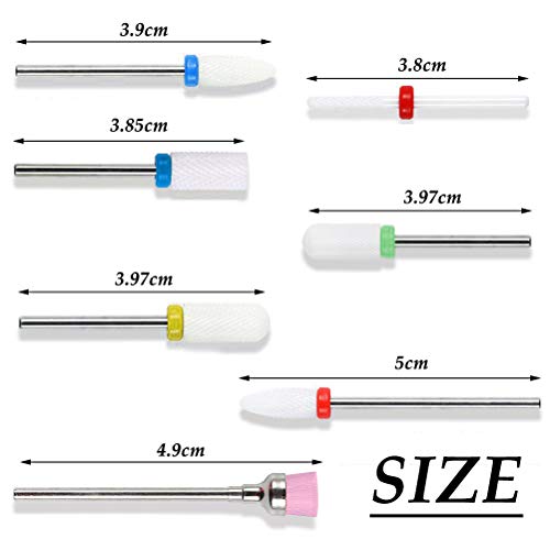 YANSHON Keramik Nagelfräser Set, Professioneller Entfernen Gel Acryl Nagelhaut Keramik Bits für Nagelfräser, Schleifkopf… – Bild 3