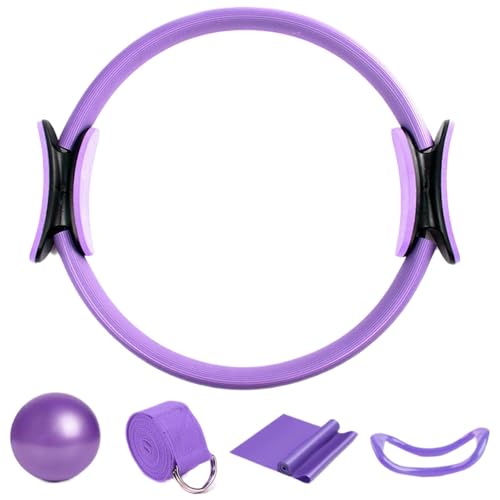 Ensemble Anneaux De Pilates 5 Pièces Avec Ballon Et Bandes Résistance - Kit Complet Pour Fitness à Domicile