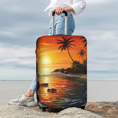 Luggage Cover Palm Tree Sun Landscape Travel Luggage Covers Thicker Elastic Suitcase Cover Dustproof Baggage Cover Scratch-Resistant Suitcase Cover Protector Fit 18-32 Inch Luggage X-Large2