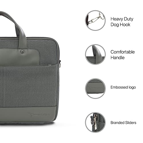 Image of Vaku Luxos DA SALERNO Laptop Messenger Bag for Men and Women Premium Collection Canvas Leather| Briefcase compatible with MacBook And Laptop Up to 14 inch with adjustable strap (Grey)