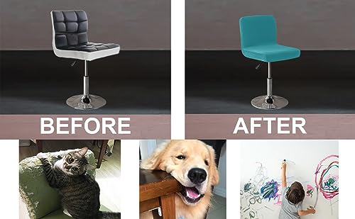 Image of LightInTheBox Bar Stool Cover Square Swivel Bar Chair Seat Velvet Bar Stool Protector Cover for Counter Height Medium Low Back Chairs (2 Pack) (Turquoise)