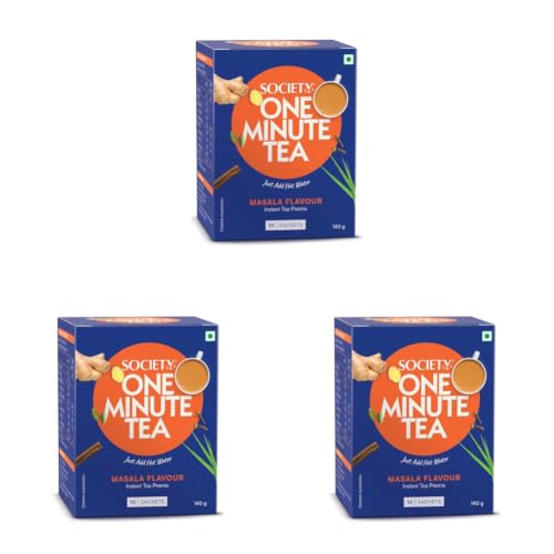 Image of Society One Minute Tea Masala Instant Tea Premix - 14g x 10 Sachets (140g Convenience Pack) (Pack of 3)