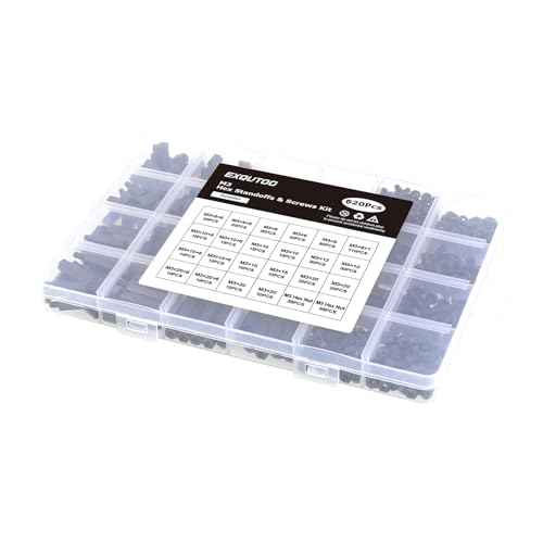 Image of Exqutoo 620Pcs M3 Male Female Hex Standoffs Screws Assortment Kit, External & Internal Threaded Standoffs Spacers, Nylon Screws, Washers, Hex Nuts Included, for PCB Motherboard, Circuit Board