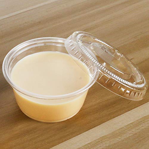 tashibox 2 oz 100 sets disposable plastic cups with lids jello shot cups souffle cups