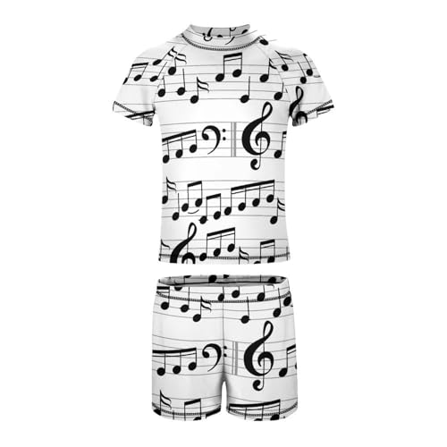 Music with Notes and ClefChildren's Swimsuits Boys Two Piece Suit8-10Y（130cm）4