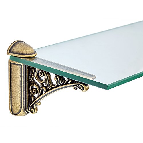 Viola Decorative Shelf Bracket, Adjustable (5.0" Deep, Antique Brass Dark)