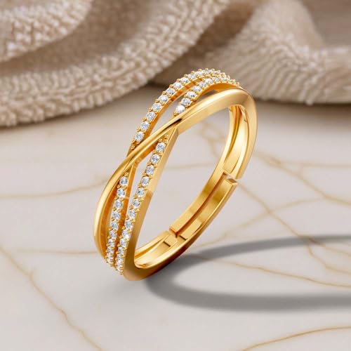 Image of Miss Highness 925 Pure Silver Crossover Eternity Ring for Women | Elegant Adjustable Design | Silver Jewellery With Authenticity Certificate | Gift for Girlfriend Wife | Casual Wear Ring,(MHN-R-125-N