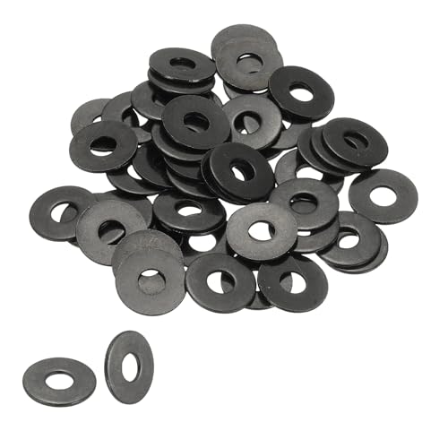 PATIKIL M5 Flat Washers 3/16" ID x 5/8" OD, 50 Pcs 304 Stainless Steel Metal Metric Washers Black Electroplated Flat Gasket Spacer for Screws and Bolts, Black