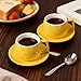 Imagen de ionEgg Taza de café de porcelana con platillos y cucharas de 270 ml para café con leche