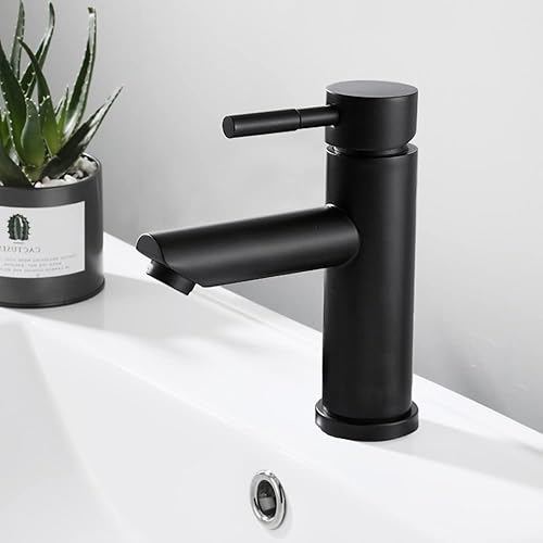 Miniatura 6 de Grifo de lavabo moderno de acero inoxidable de una sola palanca para lavabo de agua fría y caliente, pintado, color blanco