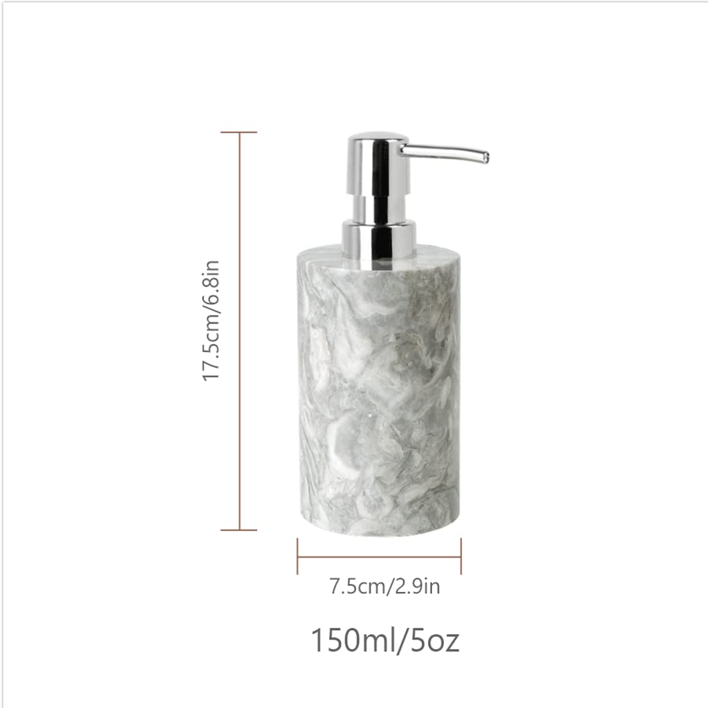 Juego de dispensador de jabón avanzado gris, juego de accesorios de baño de mármol, encimera de baño y decoración de cocina de estilo rústico, juego de soporte para cepillo de dientes poroso ade