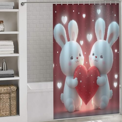 Rideau de douche lapin mignon rideau de bain imperméable polyester 140x183 - 2
