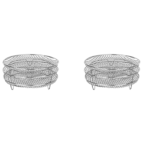 Wuden 2X Air Fryer Three Stackable Dehydrator Racks for Gowise Stainless Steel Air Fryer Rack Fit All 4.2-5.8QT
