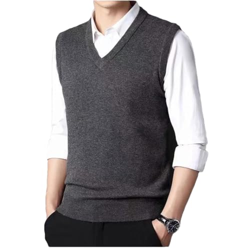 Dcvmvmn Men Solid Warm Sweater Vest Spring Autumn Business Casual V-Neck Slim Bottoming Knitted Sleeveless Tops