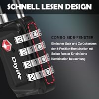 Diyife TSA Gepäckschlösser, TSA Zahlenschloss 4 Stellig, 2 Stück Schwarz – Ansicht 3